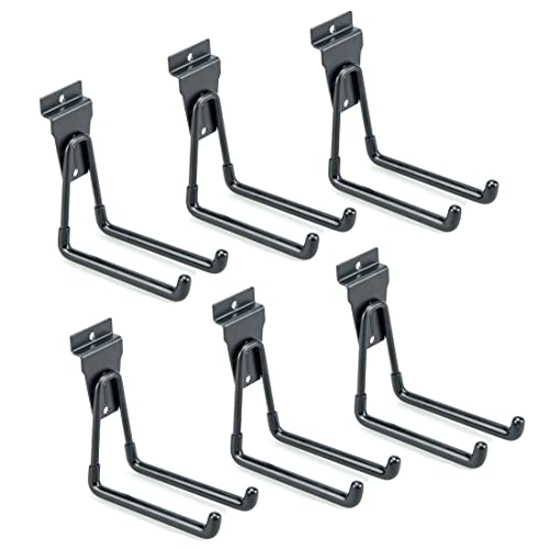 Slatwall Accessories, Black Slatwall Hooks, Garage Utility Hooks for Slatwall, 6 Pack Medium U Hook