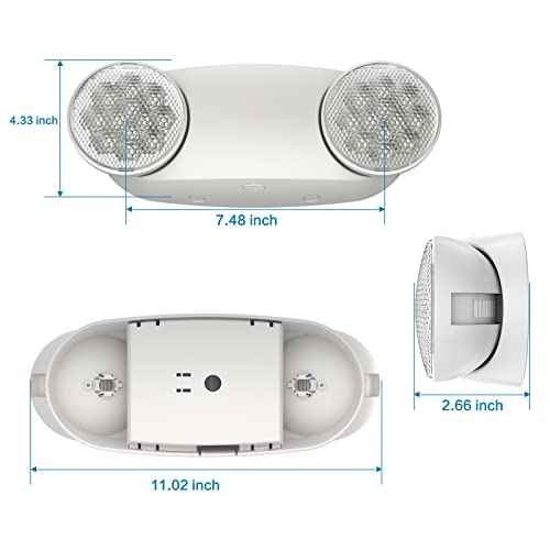 1 Pack Led Emergency Lights for Business, LED Emergency Exit Lights with Battery Backup, 2 Bug Eye Heads Adjustable Commercial Emergency Lighting Fixtures, UL 924 Certified.