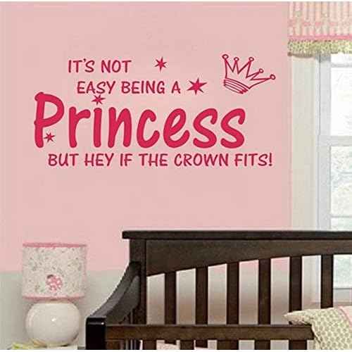 Blinggo NOT Easy Being A Princess Girl Wall Quote Sticker Graphic Vinyl Home Kid d?cor Pink 10" X 22"