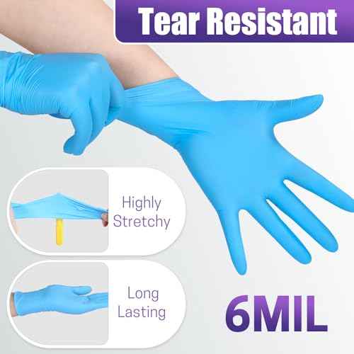 Heavy Duty Disposable Nitrile Gloves 6Mil-1200 Count,Latex Free,Powder Free for Cleaning Cooking Food Prep and Medical