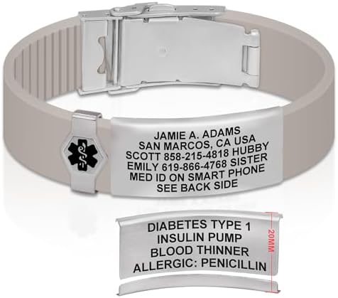 Divoti Custom Engraved Medical Alert ID Bracelet – Dual-Sided Laser Etching, Silicone Wristband, Stainless Steel Security Clasp – Adjustable & Trim-to-Fit – Emergency Medical Info Band for Men & Women