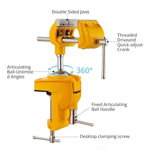 Bench Vise, 360¡Æ Swiveling Articulating Vise, Clamp-On Vise for Workbench, Cast Steel Table Clamp Vise, Pipe Vise, Bench Vice for Woodworking, DIY, Drilling, Sawing, Metal Working