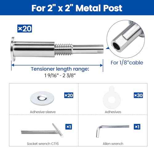 [Patent] Muzata 20 Pack 1/8" Invisible Cable Railing Kit Hardware Upgraded Hand Swage Tensioner Hidden for 2"x2" Metal Post T316 Stainless Steel Deck Cable Railing System CB40