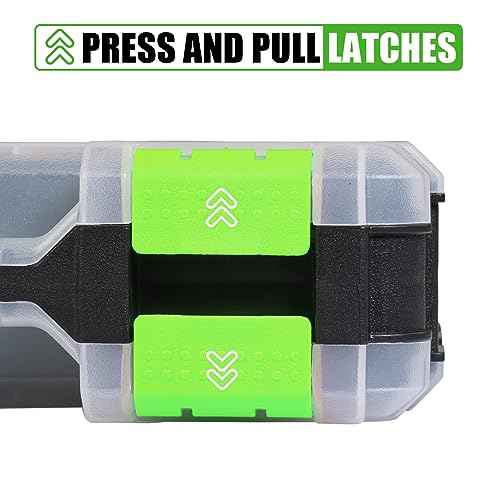 Generic Tool Box with Transparent Lid, Double Side 34-Compartments Organizer Box with Removable Dividers for Hardware, Screws, Bolts, Nails, Beads, Jewelry and Fishing Accessories, Green, 2 Packs
