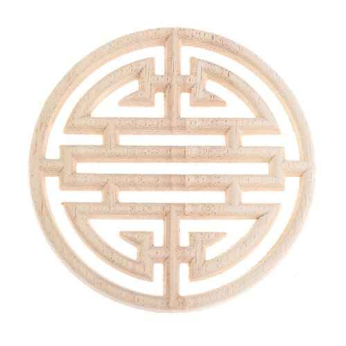 MUXSAM 2-Pack Wooden Carved Round Appliques Onlay, 3.94-Inch Dia Unpainted Wood Carving Craft Decals for Home Door Cabinet Furniture Cupboard Dresser Bed Wall Wardrobe Decor