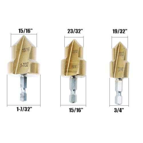3Pack PPR Lifting Stepped Drill Bit Reamer Drill for Water Pipe Tube Repair Drill Connection Tool for 1/2" 3/4" 1inch Pipes 1/4 Hex Shank Quick Change