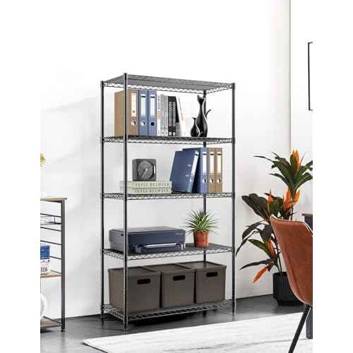 Simple Deluxe 5-Tier Heavy Duty Storage Shelving Unit, 1250 Lbs Loading Capacity, 29.92" W x 13.98" D x 61.02" H, Black
