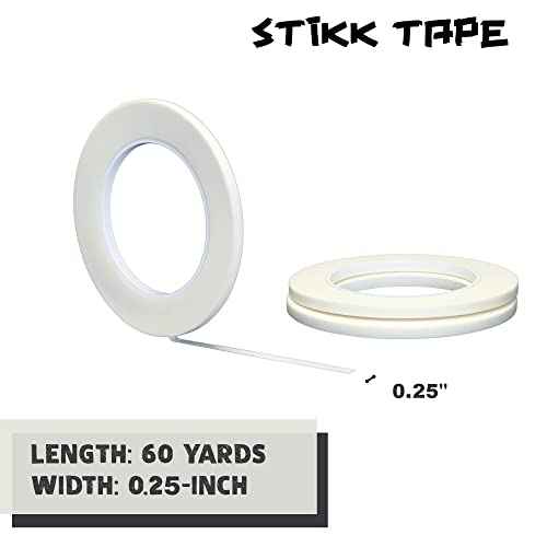 STIKK Painters Tape - 3pk White Painter Tape - 1/4 inch x 60 Yards - Paint Tape for Painting, Edges, Trim, Ceilings - Masking Tape for DIY Paint Projects - Residue-Free Painting Tape