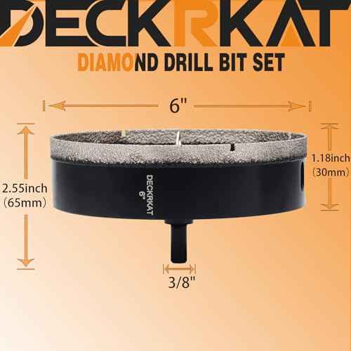 6 inch Diamond Hole-Saw Bits with Pilot Drill Bit -6" Diamond Tipped Tile Hole Saws with Guiding Bit Accurate Drilling for Porcelain Tile Ceramic Pottery Granite Stone Glass Bottles 152mm.