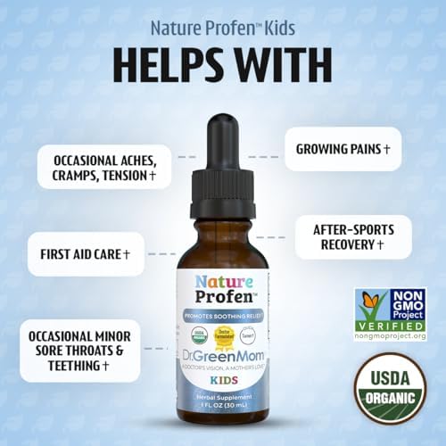 Dr. Green Mom Nature Profen Natural Relief for Infants & Kids | USDA Organic Herbal Drops for Teething, Growth Spurts, and Occasional Discomfort | Natural Child & Baby Comfort Aid