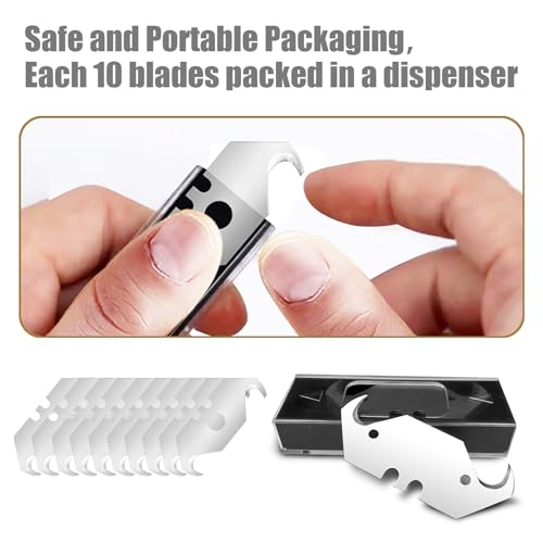 Hook Blades, 30 Pack Hooked Razor Blades, Utility Knife Blades, Box Cutter Blades, High Carbon Steel Standard Size Refill Blades, Heavy Duty SK5 Replacement Blades