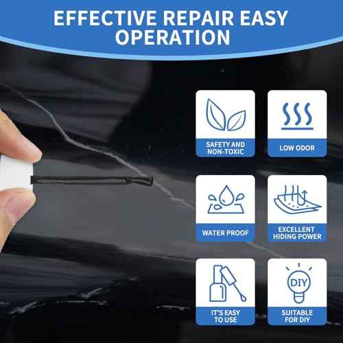 Black Touch Up Paint, Multi-Surface Touch Up Paint Pen, suitable for wall, metal, wood, floor, appliance maintenance, refrigerator, dishwasher, dryer, washing machine, microwave oven and other household appliances high-gloss paint repaint. 1.5 Fl Oz