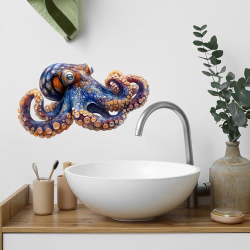 Octopus Wall Decals Removable Sea Animal Vinyl Stickers for Nursery Living Room and Kids Playroom Realistic Style Decor Peel and Stick Wall Art
