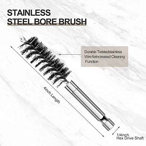 MAXAMN Wire Brush for Drill 6 Pcs, Bore Brush Set 6 Size, Drill Brush, Wire Brushes for Cleaning, Drill Brush Attachments with 1/4" Hex Shank and Twisted Stainless Steel Bristles for Power Drill