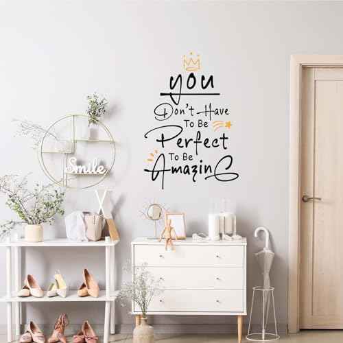 Motivational Stickers - You Don't Have to Be Perfect to Be Amazing Wall Decals Peel and Stick, Inspirational Quotes Vinyl Stickers, 17¡¿24 inch Wall Decor for Living Room Bedroom Office (Style1)