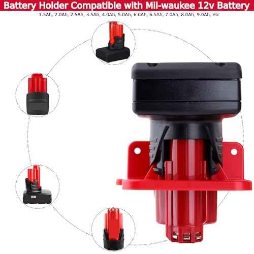 10 Packs Battery Holder Compatible with Mil-Waukee 12v Battery, Wall Mount Holder with 20 Screws for 12v Battery 1.5Ah 2.0Ah 2.5Ah 3.5Ah 4.0Ah 5.0Ah 6.0Ah 6.5Ah