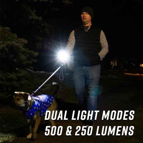 noxgear Wrist Light 500 Lumen Lightweight Hands-Free Flashlight - 100¡Æ Wide Flood Beam - USB-C Rechargeable - IP-64 Waterproof - 2 Brightness Modes - for Dog Walkers, Runners, Avid Night Enthusiasts