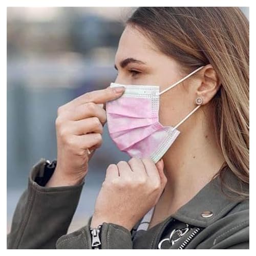 50PCS Cute Pink Disposable Comfortable Earloop Face Masks (10 PCS/Bag Sealed,Pack of 5) Medical Grade ASTM Level 2,High Filtration Ventilation Skin-Friendly 3-Ply Fabric (Non-Woven 65%,Melt-Blown 35%)