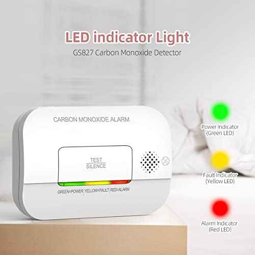 Carbon Monoxide Detector, 7 Year Sensor Life CO Detector with Battery Warning Indicator and Test Button, 85 dB, for Ceiling and Wall Mounting, White (2Pack)