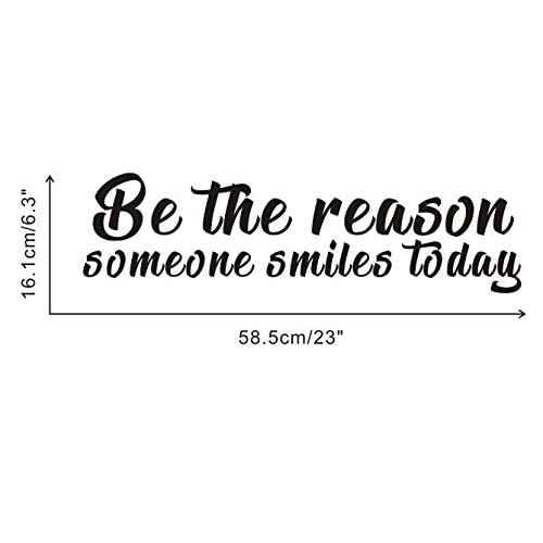 IARTTOP Inspirational Quote Wall Decal, Be The Reason Someone Smiles Today Motivational Saying Stickers,Positive Attitude Vinyl for Bedroom Living Room Classroom Decor,Black