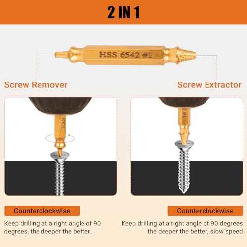 10 PCS Damaged Screw Extractor Set, Screw Extractor Remover Kit for Stripped Screws & Drill Bit Tools, Cool Stuff Gadgets for Men Dad Boyfriend Father Husband, Mens Gifts