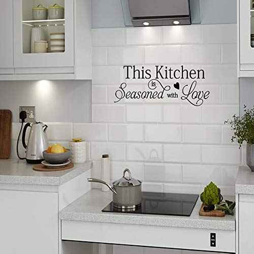This Kitchen is Seasoned with Love Quotes Wall Stickers Kitchen Art Decorations Vinyl Home D?cor