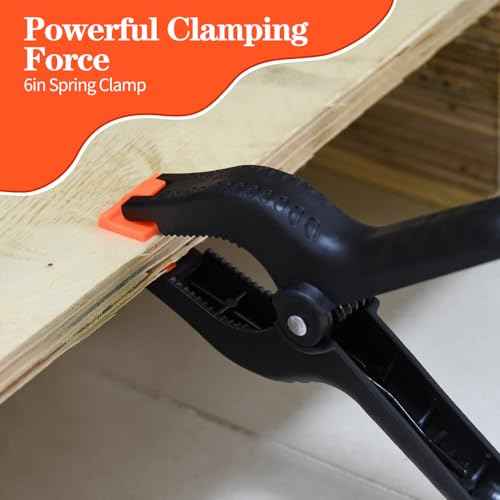 6 Inch Spring Clamps, 6 Pack Professional Plastic Spring Clamps, Heavy Duty Plastic Clamps for Crafts and Woodworking, Backdrop Clips Clamps for Backdrop Stand, Photography, Home Dec