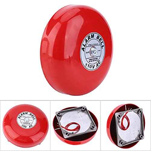 Electric Round Alarm Bell, Security Fire Alarm with Solid Aluminum Base, 150mm / 5.9in (AC110V)