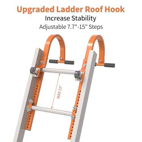 2 Ladder Roof Hook with Wheels, Heavy Duty Steel Ladder Hooks with Grip T-Bar for Damage Prevention, 550 Lb Weight Capacity, Easy Access to Steep Roofs