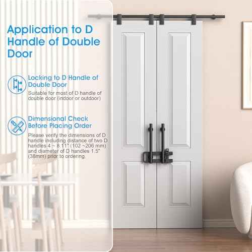 AST Double Door Lockout Device, French Door Reinforcement Lock with 3 Keys, Lockout to Double Door Knobset and Handleset, Childproof Door Lock, Premium Version (Matte Black with Keyed Differ)
