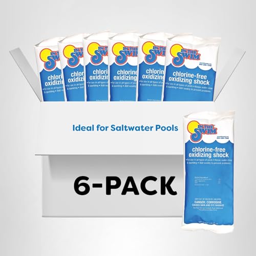 In The Swim Chlorine-Free Pool Shock – Quick Dissolving, Fast-Acting, Shock-Oxidizer for Swimming Pools, Spas, and Salt Chlorinated Pools Compatible - 6 x 1 Pound Bags