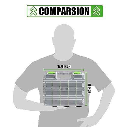Generic Tool Box with Transparent Lid, Double Side 34-Compartments Organizer Box with Removable Dividers for Hardware, Screws, Bolts, Nails, Beads, Jewelry and Fishing Accessories, Green, 2 Packs