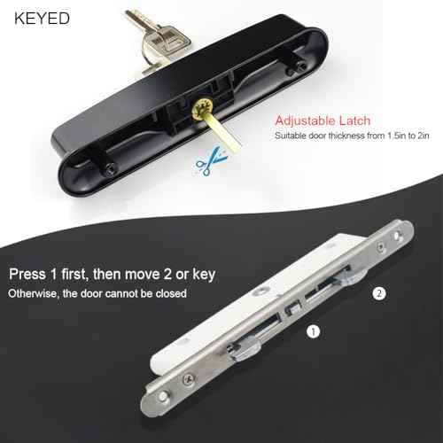 Patio Sliding Door Handle Set with Mortise Lock, Suitable for Sliding Glass Patio Door Thickness from 1.5in to 2in, 4-15/16" Screw Holes, Need to Drill, Reversible Design, Keyed (White)