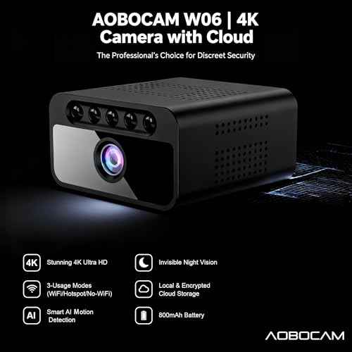 Hidden Camera with Cloud, 4K HD WiFi Mini Spy Camera 150¡Æ View Video, Wireless Indoor Surveillance Secret Camera, Smart AI Motion Detection/Night Vision for Home Security Small Nanny Cam (Black-4K)