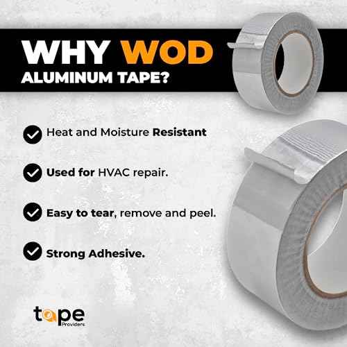 WOD Aluminum Foil Tape - 1/2 inch x 50 yds. Heat Shield Reflective Sealant Tape - Ideal for HVAC, Duct, Pipe, and Metal Insulation and Repair. Low and High Temperature Resistant AFTR28