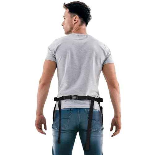 Under NY Sky Salon Waist Apron - Vegan Leather - 9 Pockets, 3 Loops - Hair Cut Holster for Tool Storage, Shears, Brush, Trimmer - Belt Pouch - Hair Stylist, Makeup Artist, Barber, Cosmetology - Black