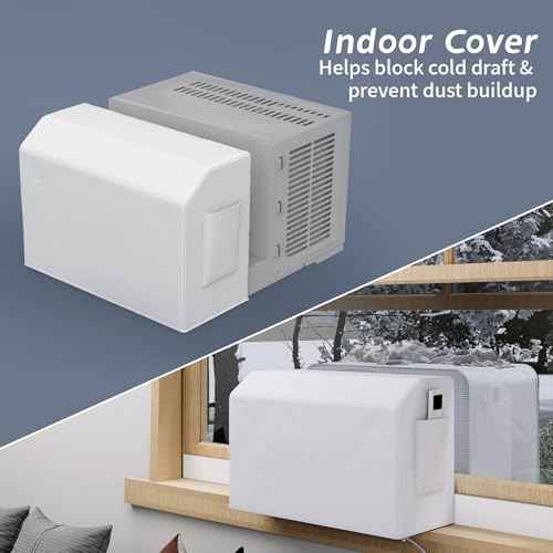 Flamorrow Outdoor Air Conditioner Cover and Indoor Air Conditioner Cover with Bag for U-Shaped Window AC Unit, Dustproof & Windproof Window AC Covers for Outside & Inside Unit Full Coverage Protection