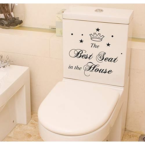 Maydahui 2 PCS Toilet Stickers The Best Seat in The House Wall Decal 11 Inch Funny Art Vinyl Quote Mural Sign Black for Bathroom Home Chair Closestool Sofa