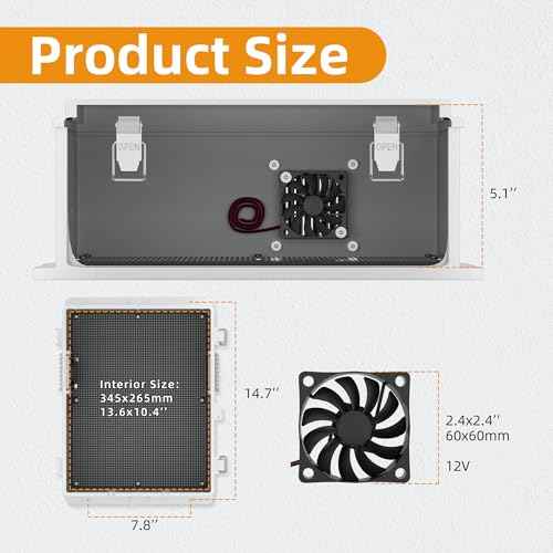 Joinfworld Vented Outdoor Electrical Box Waterproof Nema Enclosure 16x11x6 Plastic WiFi Box with Stainless Steel Buckle Fan Vented Dust Screen
