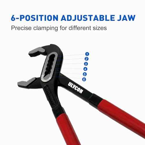 7 inch Channel Locks Plier, 6 Positions Adjustable Water Pump Pliers Smooth V-Jaw Groove Joint Pliers, TPR Comfort Grip Handle, Perfect for Plumbing, Automotive & Home Repair/Maintenance