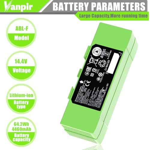 ABL-F Battery for iRobot Roomba e and i Series, i7 i7+ j7 j7+ 7150 7550 e5 e6 e5150 e6198 i3 3150 i3+ 3550 i4 4150 i4+ 4552 i6 i8 i8+, Replacement Lithium Ion Battery 14.4V 4460mAh/62.4Wh