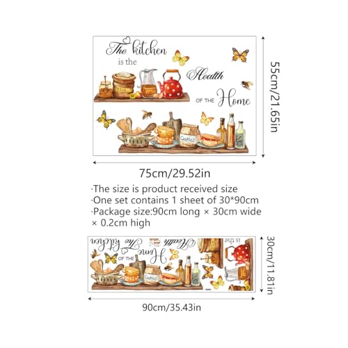 MLM Kitchen Wall Decor Stickers Decals Butterfly Quotes Stickers Vinyl Kitchen Wall Art Peel and Stick Decals for Dinning Room Coffee Shop Living Room Wall Decorations