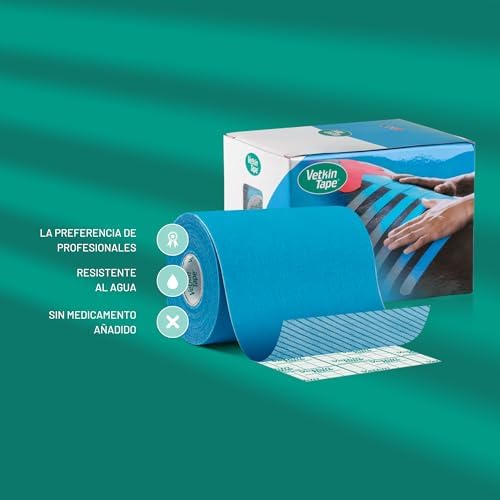 VETKIN VetkinTape® Veterinary Kinesiology Tape Blue | Kinesiology Tape for Horses & Dogs | Equine & Canine Kinesiotape | Latex Free and Quality Mark Certified Ktape | 4 inch | Pack of 1 Roll