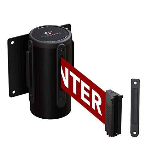 Crowd Control Warehouse - CCW Series WMB-125 Fixed Wall Mount Retractable Belt Barrier - 11 Foot with Black Steel Case (Red"Caution: DO NOT Enter" Belt