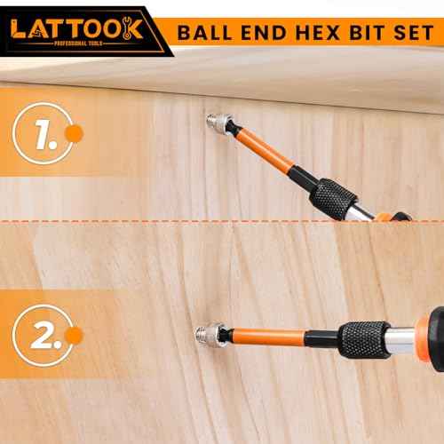 Ball End Hex Head Allen Wrench Drill Bit Set with T Handle Ratchet Driver, 24PCS Metric & SAE Ball End Hex Bit Set Allen Key Bit Set Hex Key Drill Bit Set with T Handle, S2 Steel, 2.5'' Long