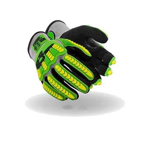 MAGID T-REX ANSI A5 Lightweight Sandy Nitrile Palm Coated Impact Gloves, 1 Pair, Size 8/Medium, TRX441