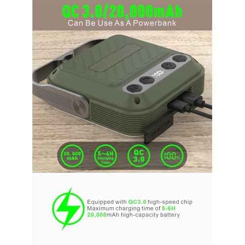 20000mAh Rechargeable LED Camping Lantern - 1600LM, QC3.0 22.5W, 4 - Color Switch, IPX5 Waterproof - Perfect for Camping, Hiking & Emergency Situations(Green)