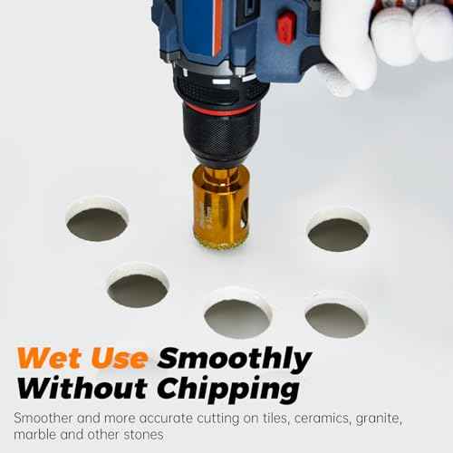 1" Serrated Diamond Hole Saw with 2Pcs Removable Pilot Bits, Easy-Align for Precise Drilling in Porcelain, Ceramic Tile, Granite, and Marble (1 inch Granite Drill Bit)