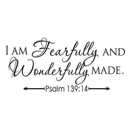 I AM Fearfully and Wonderfully Made Psalm 139:14 Vinyl Wall Decal Bible Scripture Inspirational Quotes Wall Art Religious D?cor