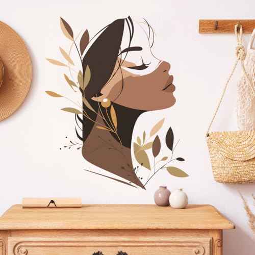 Boho Woman Wall Decals Removable Modern Feminine Vinyl Stickers for Living Room Girls Bedroom and Office Decor Peel and Stick Minimalist Wall Art